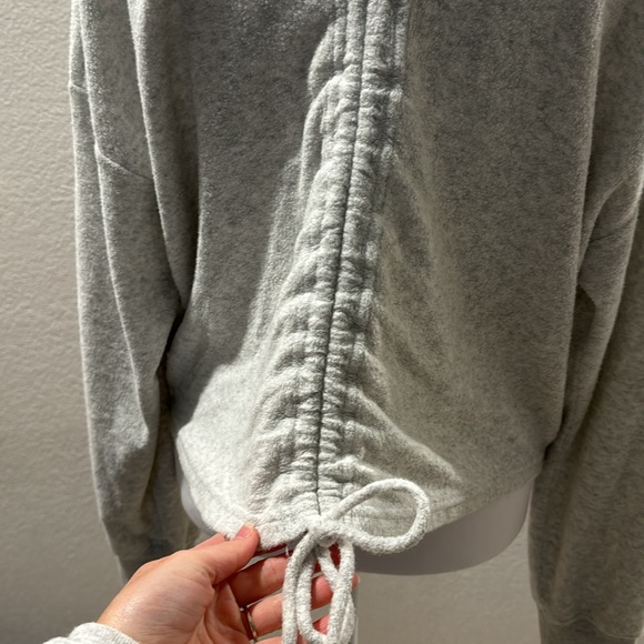Aerie light gray, size small- crop sweater with adjustable string on back - Picture 5 of 7